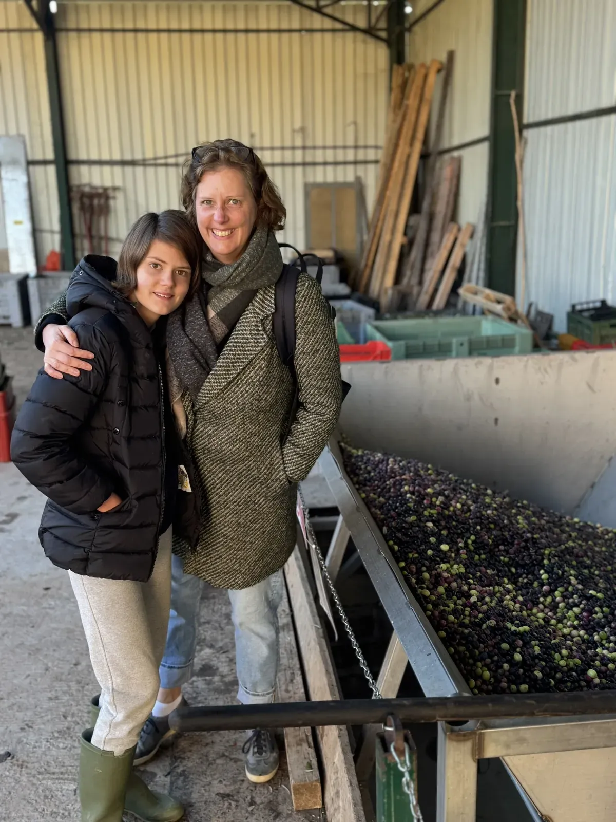 Trina and Alix at the olive mill